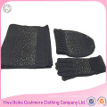 Wholesale popular style wool material lady winter knitted hat scarf set for girls